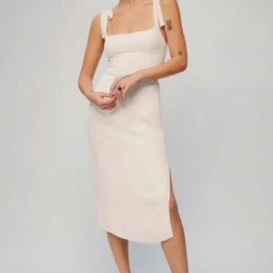 Reformation Besse Dress Ivory 0 Tie Straps Midi Dress